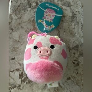 Kellytoy Squishmallow Evangelica Pink Cow Clip 3.5 inch NWT